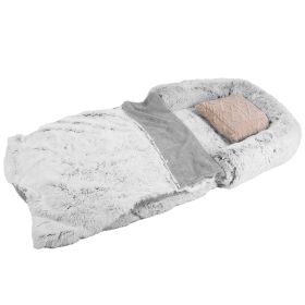 1Pc Large Foldable Human Size Dog Bed With Pillow Blanket Flurry Plush Napping Human-Sized Dog Bed Machine Washable Zipped Removable Cover For Pets Ki 1Pc Large Foldable Human Size Dog Bed With Pillow Blanket Flurry Plush Napping Human-Sized Dog Bed Machine Washable Zipped Removable Cover For Pets Ki